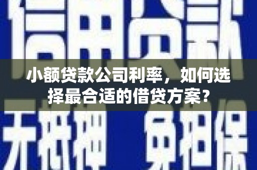 博乐小额贷款公司利率，如何选择最合适的借贷方案？