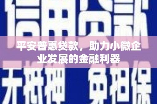 博乐平安普惠贷款，助力小微企业发展的金融利器